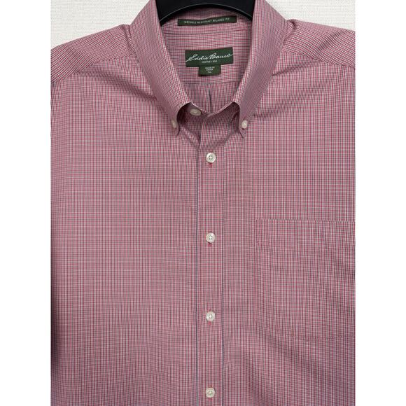 Eddie Bauer Relaxed Fit Wrinkle Resistant Short Sleeve Shirt Red Men XL Tall - Picture 2 of 9